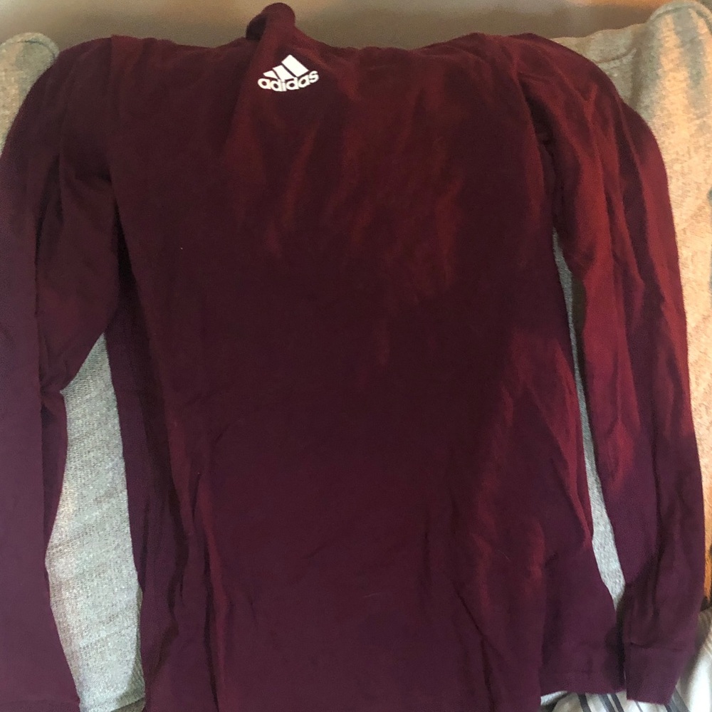 adidas Burgundy Long Sleeve Crew with White Logo